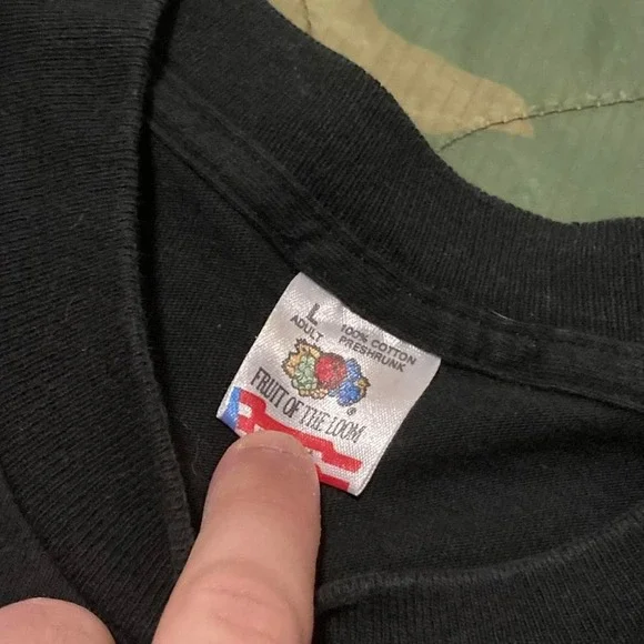 Vintage 90s FOTL POWMIA black single stitch tee cotton washed size L/20 - Picture 3 of 8